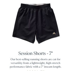 Brand new never worn Tracksmith men’s session shorts 7” size SMALL, black